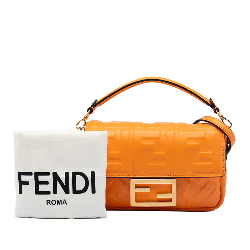 Pre-Loved Fendi Mini Zucca Embossed Leather Baguette Satchel - Picture 8 of 8